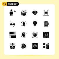 16 iconos creativos signos y símbolos modernos de gestión río diamante industrial cruz elementos de diseño vectorial editables vector