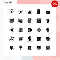 25 iconos creativos, signos y símbolos modernos de iphone, universidad móvil, teléfono inteligente, corona, elementos de diseño vectorial editables vector