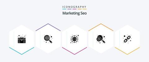 Marketing Seo 25 Glyph icon pack including logical linking. link building. cloud. link. optimization vector