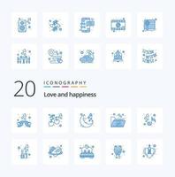 20 Love Blue Color icon Pack like love files food favorite night vector