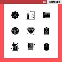 9 Thematic Vector Solid Glyphs and Editable Symbols of medical radiation folder storage empty Editable Vector Design Elements