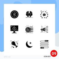 Set of 9 Commercial Solid Glyphs pack for installation driver degree download university Editable Vector Design Elements