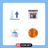 Set of 4 Modern UI Icons Symbols Signs for climate shop thermometer interface knowledge Editable Vector Design Elements