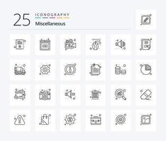 Miscellaneous 25 Line icon pack including volume. camera. mouse. click vector