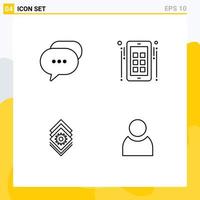 Universal Icon Symbols Group of 4 Modern Filledline Flat Colors of chat setting bubble social server Editable Vector Design Elements