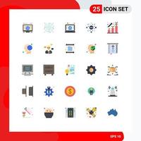 Set of 25 Modern UI Icons Symbols Signs for growth business laptop rank circle Editable Vector Design Elements