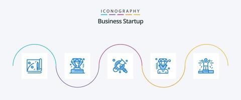 Business Startup Blue 5 Icon Pack Including . man. magnifying. business. diamond vector