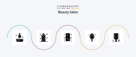 paquete de iconos de glifo 5 de salón de belleza que incluye salón. mano. rociar. belleza. espejo vector