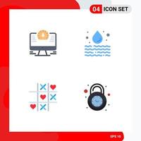 4 Thematic Vector Flat Icons and Editable Symbols of computer heart watch pollution valentine Editable Vector Design Elements