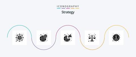 paquete de iconos de glifo de estrategia 5 que incluye objetivo. nivel. transmisión. igualdad. balance vector