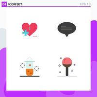 Mobile Interface Flat Icon Set of 4 Pictograms of love radioactivity heart care messages thermal energy Editable Vector Design Elements