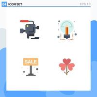 Pack of 4 Modern Flat Icons Signs and Symbols for Web Print Media such as camera advertise film camera share sign Editable Vector Design Elements