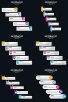 plantilla de diapositiva de presentación del paquete de infografías vectoriales 6 diagramas de ciclo de 5 pasos y líneas de tiempo vector