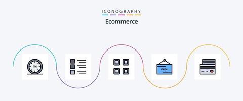 Ecommerce Line Filled Flat 5 Icon Pack Including signboard. e. menu. commerce. page vector