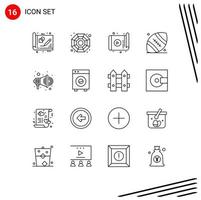 Universal Icon Symbols Group of 16 Modern Outlines of advertise rugby app ball app Editable Vector Design Elements