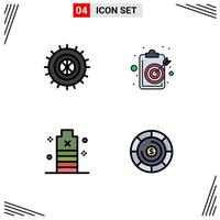 Pack of 4 creative Filledline Flat Colors of studded energy aim objective low Editable Vector Design Elements