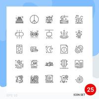 25 User Interface Line Pack of modern Signs and Symbols of nature forest debt water hose Editable Vector Design Elements