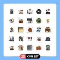 Mobile Interface Filled line Flat Color Set of 25 Pictograms of trophy mission gadget achievement infrared Editable Vector Design Elements