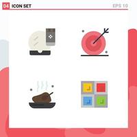 Modern Set of 4 Flat Icons and symbols such as face base seo makeover media dinner Editable Vector Design Elements