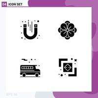 4 Creative Icons Modern Signs and Symbols of laboratory school magnetic flower difference Editable Vector Design Elements