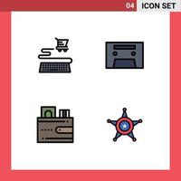 Stock Vector Icon Pack of 4 Line Signs and Symbols for ecommerce wallet analog card police Editable Vector Design Elements