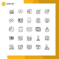 User Interface Pack of 25 Basic Lines of energy home like electric identity Editable Vector Design Elements