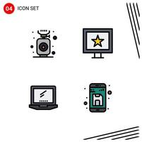 4 Filledline Flat Color concept for Websites Mobile and Apps camping device stove tv laptop Editable Vector Design Elements