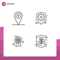 Group of 4 Modern Filledline Flat Colors Set for add quality assurance gear pin agriculture Editable Vector Design Elements