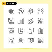 16 Universal Outlines Set for Web and Mobile Applications school desk globe sweet food Editable Vector Design Elements