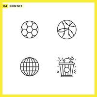 Universal Icon Symbols Group of 4 Modern Filledline Flat Colors of ball internet sport network fast food Editable Vector Design Elements