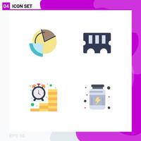 4 Flat Icon concept for Websites Mobile and Apps analysis clock diagram memory finance Editable Vector Design Elements