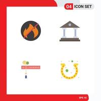 Pack of 4 creative Flat Icons of camping festival bank finance day Editable Vector Design Elements