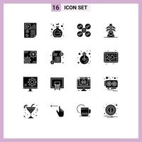 Modern Set of 16 Solid Glyphs Pictograph of capital transmission tower drone transmission electrical Editable Vector Design Elements