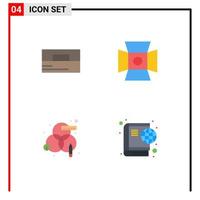 User Interface Pack of 4 Basic Flat Icons of accessories process wallet photography design Editable Vector Design Elements