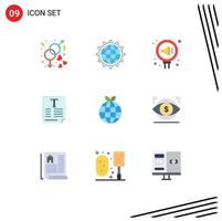 Pack of 9 Modern Flat Colors Signs and Symbols for Web Print Media such as fount text optimization file relation Editable Vector Design Elements