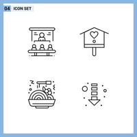Pictogram Set of 4 Simple Filledline Flat Colors of business chinese food people bird house fast Editable Vector Design Elements