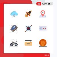 Universal Icon Symbols Group of 9 Modern Flat Colors of spooky halloween launch grave location Editable Vector Design Elements