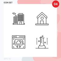 User Interface Pack of 4 Basic Filledline Flat Colors of building website city school chemical flask Editable Vector Design Elements