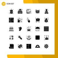 User Interface Pack of 25 Basic Solid Glyphs of waste hazard concept flask dollar Editable Vector Design Elements