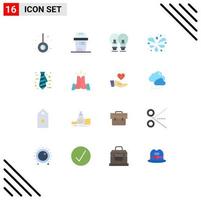 16 iconos creativos, signos y símbolos modernos de idea de negocio de corbata, jardín, piscina ondulada, paquete editable de elementos de diseño de vectores creativos