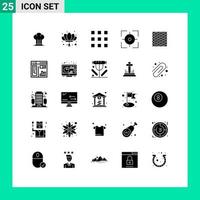 Solid Glyph Pack of 25 Universal Symbols of floor target new focus aim Editable Vector Design Elements