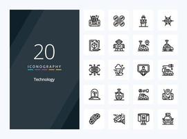 20 Technology Outline icon for presentation vector