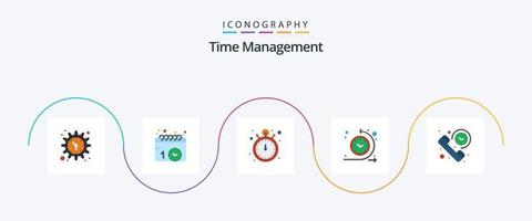 Time Management Flat 5 Icon Pack Including duration. time process. pocket watch. routine. cycle time vector