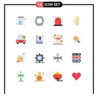 User Interface Pack of 16 Basic Flat Colors of star car disease up gesture Editable Pack of Creative Vector Design Elements