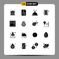 Universal Icon Symbols Group of 16 Modern Solid Glyphs of site design dish success up Editable Vector Design Elements