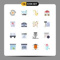 Modern Set of 16 Flat Colors and symbols such as success layout instrument graph insurance Editable Pack of Creative Vector Design Elements