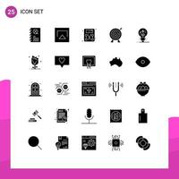 Solid Glyph Pack of 25 Universal Symbols of idea finance scale fintech innovation investment Editable Vector Design Elements