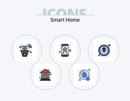 diseño de iconos de paquete de iconos llenos de línea de hogar inteligente 5. enchufar. control. verde. vista. red vector