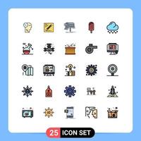 conjunto de 25 iconos de interfaz de usuario modernos signos de símbolos para campañas de postres en la nube elementos de diseño de vectores editables de correo crema