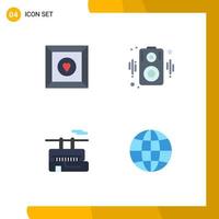 Set of 4 Modern UI Icons Symbols Signs for box travel audio chair lift globe Editable Vector Design Elements